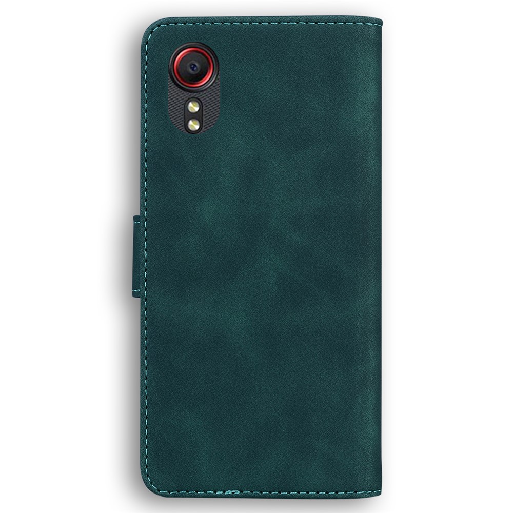 Skin-touch PU Leather Stylish Big Butterfly Printing Design Phone Case Stand Wallet Flip Phone Cover for Samsung Galaxy Xcover 5 - Green-9