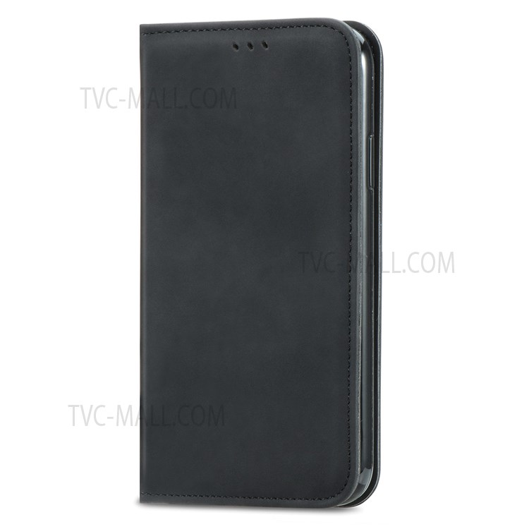 Card Slots Design Skin-touch Vintage PU Leather Stand Auto Closing Magnetic Shockproof Flip Cover for Samsung Galaxy A13 5G - Black-3