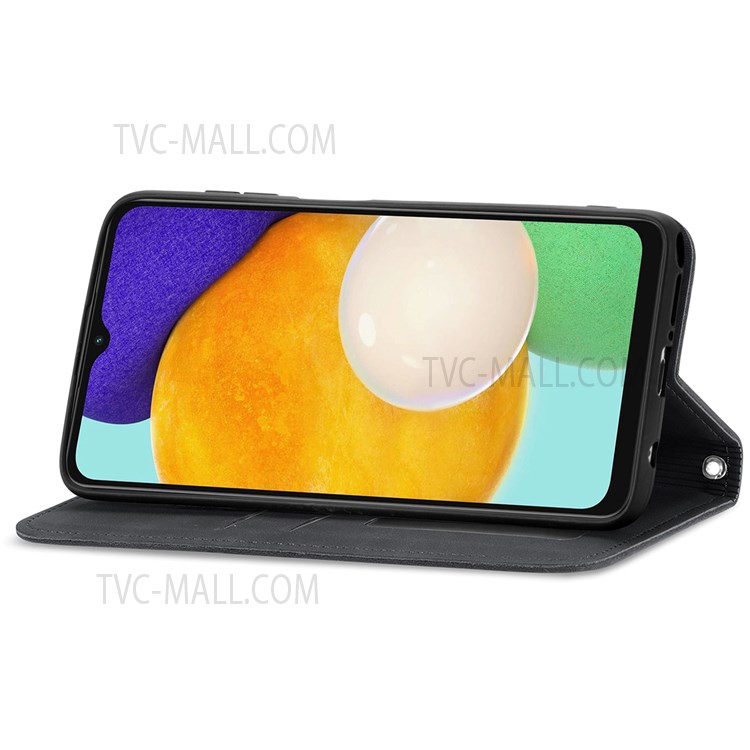 Card Slots Design Skin-touch Vintage PU Leather Stand Auto Closing Magnetic Shockproof Flip Cover for Samsung Galaxy A13 5G - Black-5