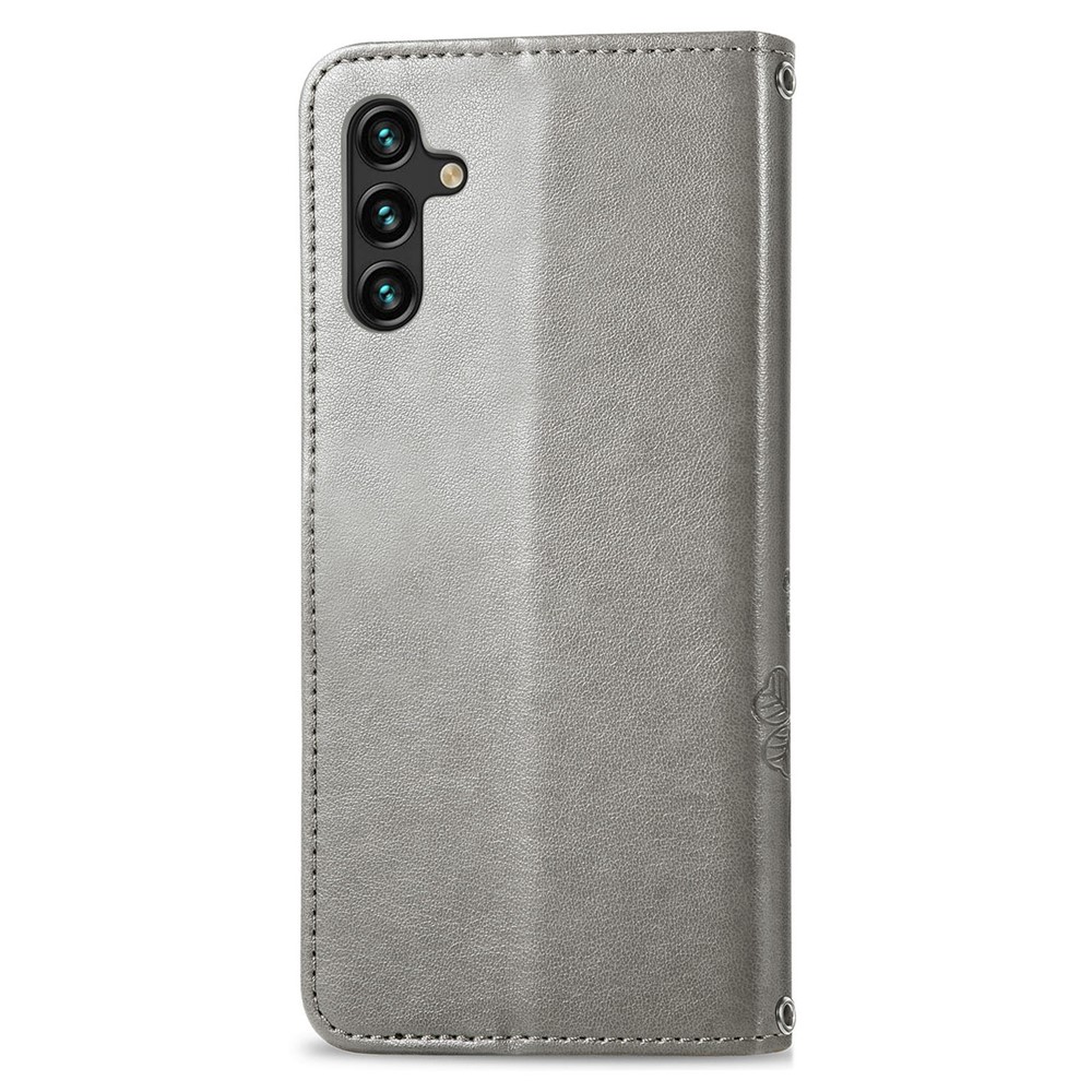 PU Leather and TPU Flip Cover Four-leaf Clover Imprinted Wallet Stand Phone Case Protector for Samsung Galaxy A13 5G - Grey-5