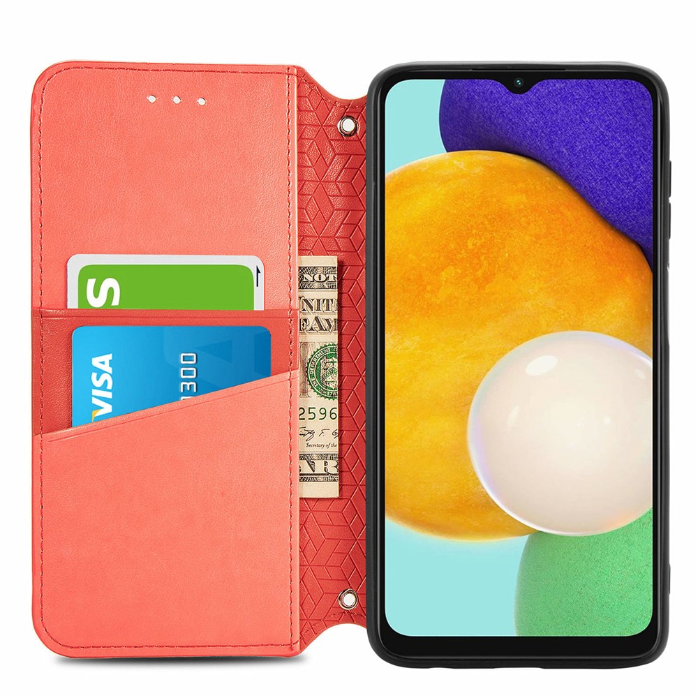Auto-absorbed Mandala Flower Pattern Imprinted Magnetic PU Leather Wallet Stand Flip Cover for Samsung Galaxy A13 5G - Red-5