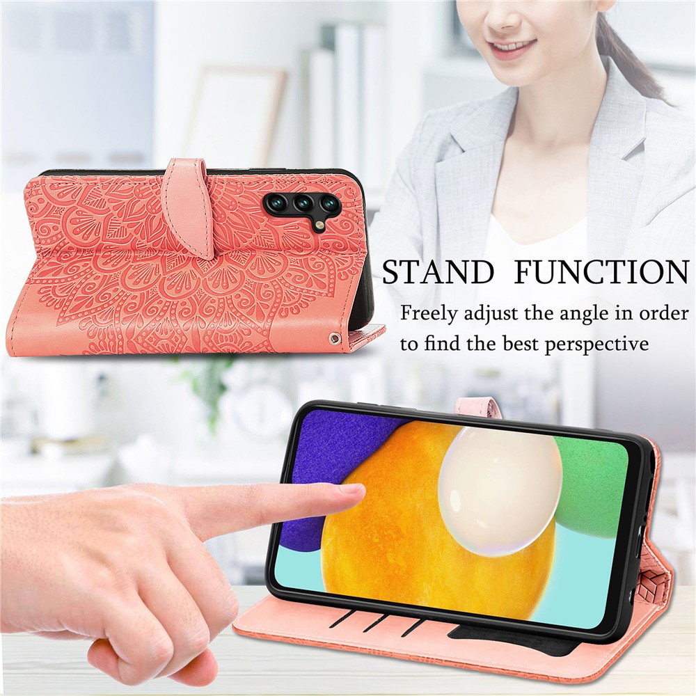 Dream Wings Pattern Imprinted Full-Protection PU Leather Wallet Cover Phone Stand Case for Samsung Galaxy A13 5G - Orange-2
