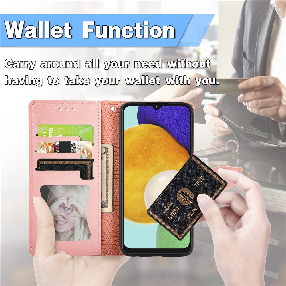Dream Wings Pattern Imprinted Full-Protection PU Leather Wallet Cover Phone Stand Case for Samsung Galaxy A13 5G - Orange-3