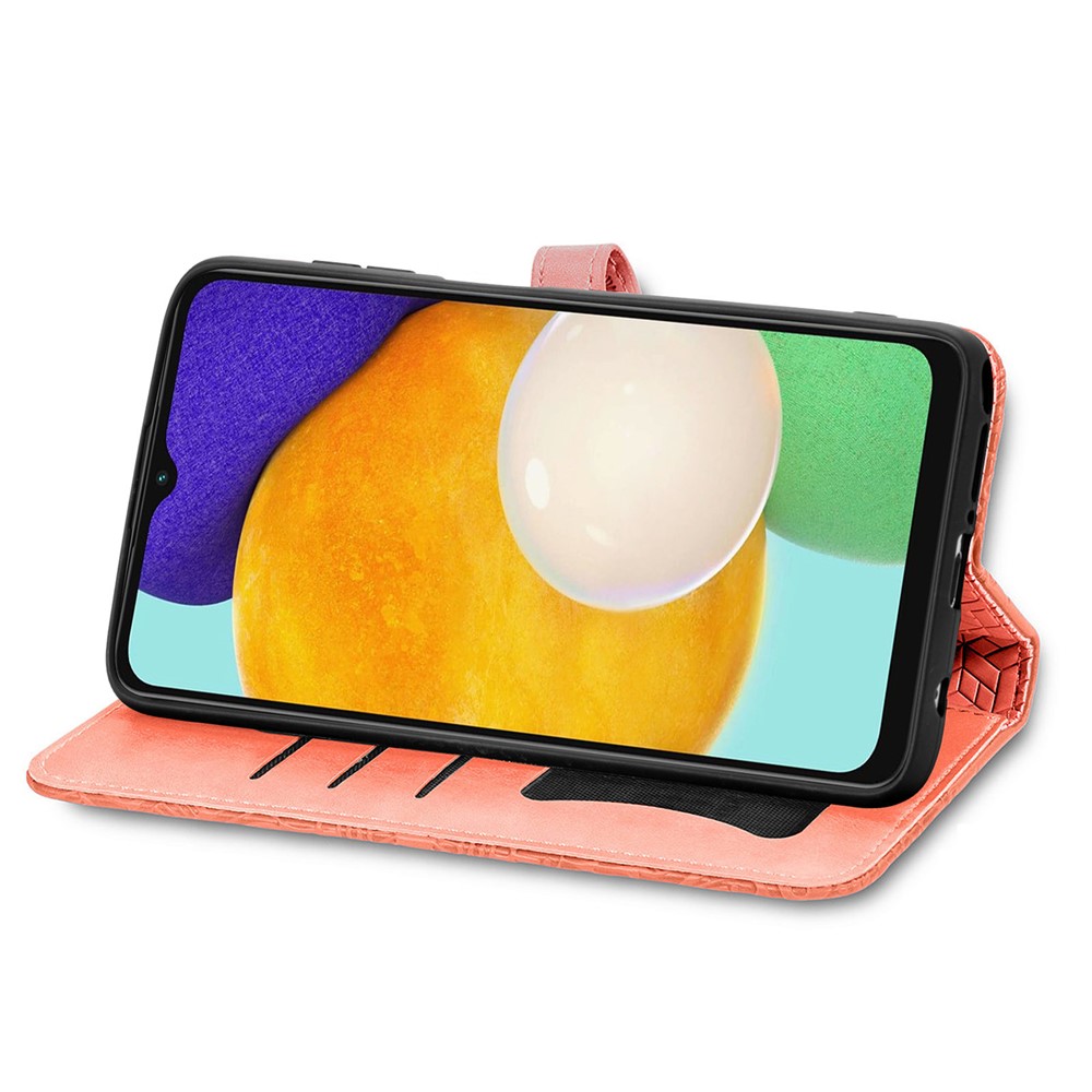 Dream Wings Pattern Imprinted Full-Protection PU Leather Wallet Cover Phone Stand Case for Samsung Galaxy A13 5G - Orange-7