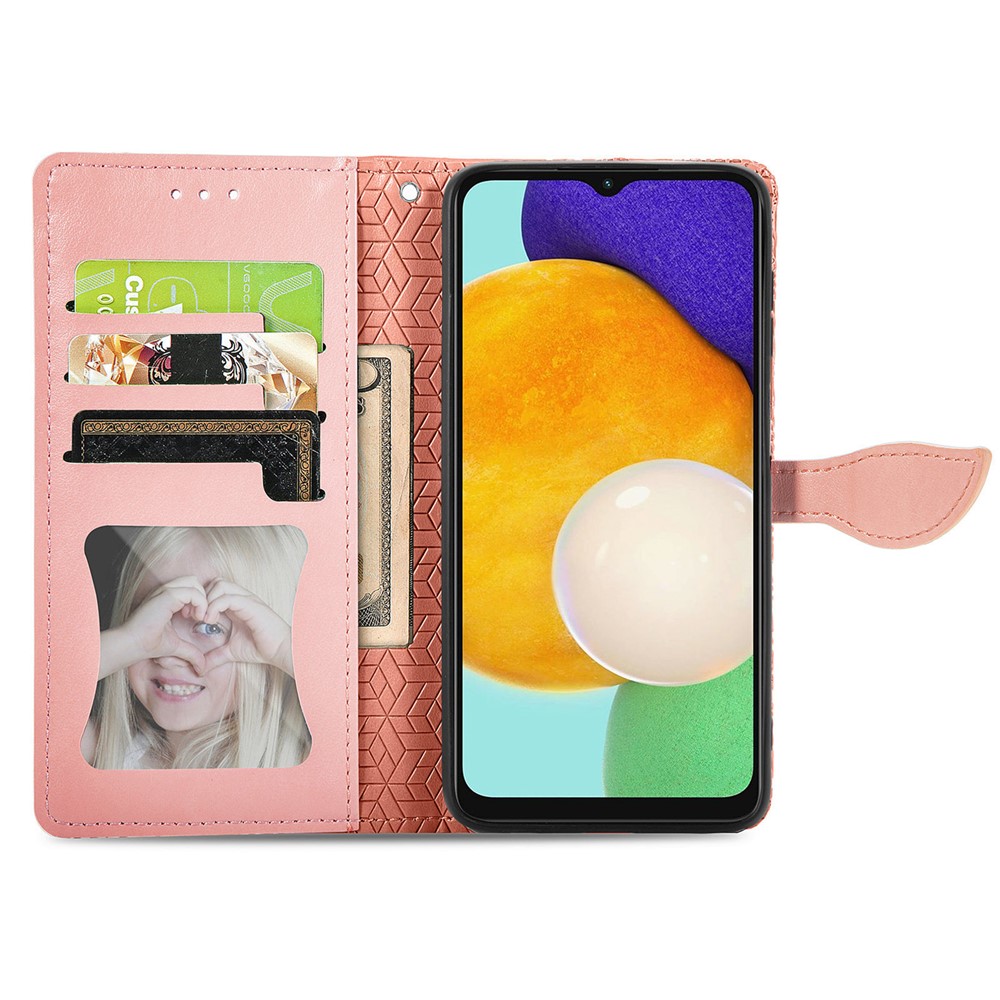 Dream Wings Pattern Imprinted Full-Protection PU Leather Wallet Cover Phone Stand Case for Samsung Galaxy A13 5G - Orange-8