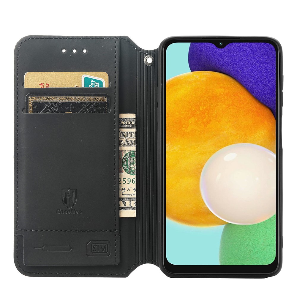 CASENEO 001 Series Auto Closing Magnetic PU Leather Wallet Stand Pattern Printing Folio Flip Case for Samsung Galaxy A13 5G - Iridescent Cloud-8