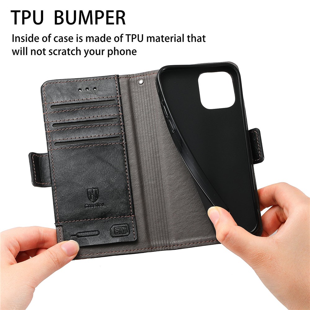 CASENEO 002 Series Splicing Business PU Leather Wallet Stand Full Body Protective Cover Case for Samsung Galaxy A13 5G - Black-2