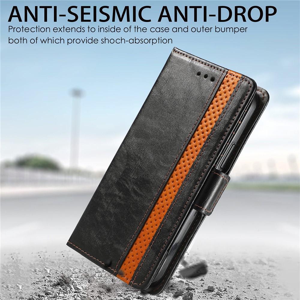 CASENEO 002 Series Splicing Business PU Leather Wallet Stand Full Body Protective Cover Case for Samsung Galaxy A13 5G - Black-4