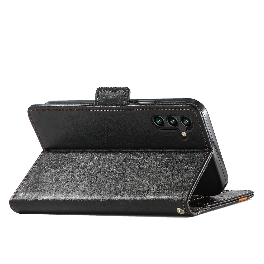 CASENEO 002 Series Splicing Business PU Leather Wallet Stand Full Body Protective Cover Case for Samsung Galaxy A13 5G - Black-7