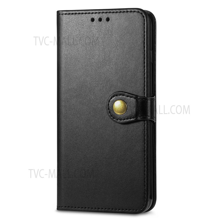 Magnetic Round Buckle PU Leather Wallet Stand Flip Folio Protective Case with Strap for Samsung Galaxy A13 5G - Black-2