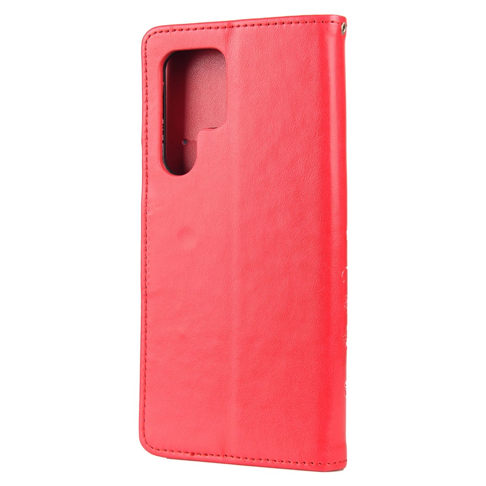 Imprinting Butterflies Flowers Stand Wallet Leather Cover TPU Phone Case for Samsung Galaxy S22 Ultra - Red-3