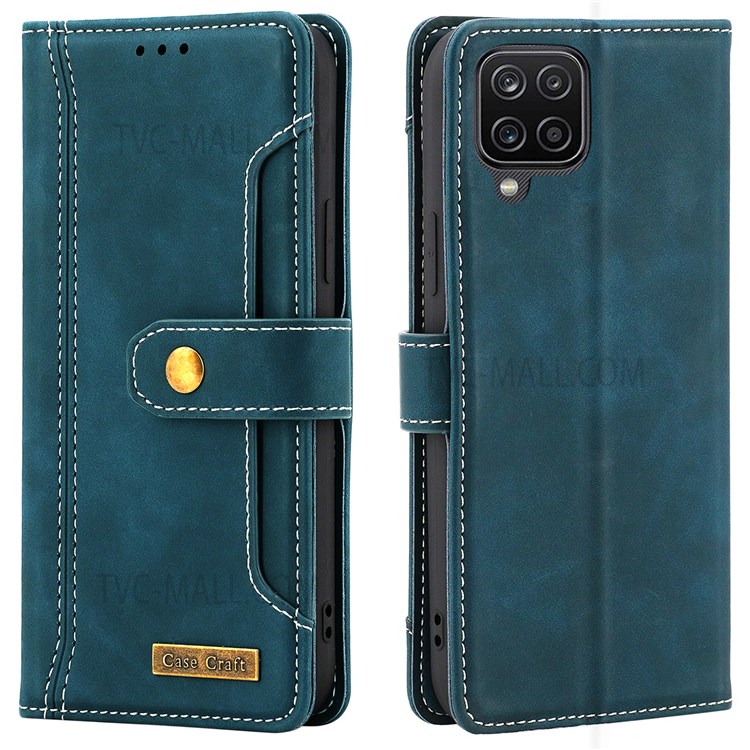 CASE CRAFT Exterior Card Slot PU Leather Folio Flip Stand Wallet Phone Cover Case for Samsung Galaxy A12 - Green-1