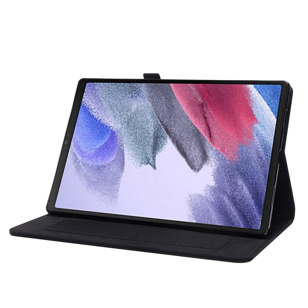 Cloth Texture PU Leather Stand Folding Folio Protective Cover with Card Slots for Samsung Galaxy Tab A8 10.5 (2021) - Black-4
