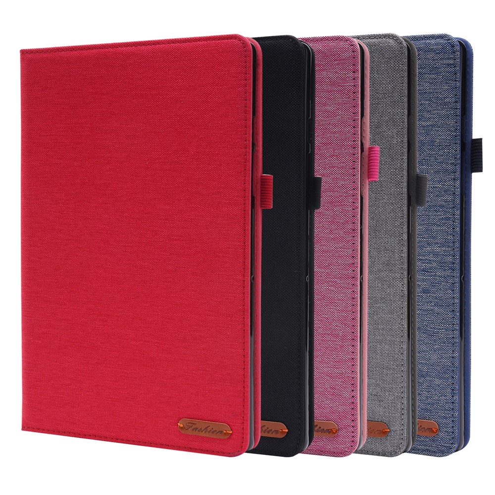 Cloth Texture PU Leather Stand Folding Folio Protective Cover with Card Slots for Samsung Galaxy Tab A8 10.5 (2021) - Black-6