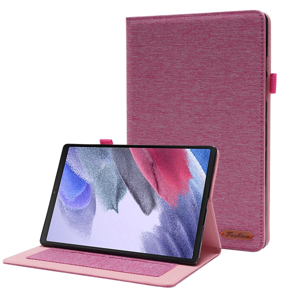 Cloth Texture PU Leather Stand Folding Folio Protective Cover with Card Slots for Samsung Galaxy Tab A8 10.5 (2021) - Pink-1