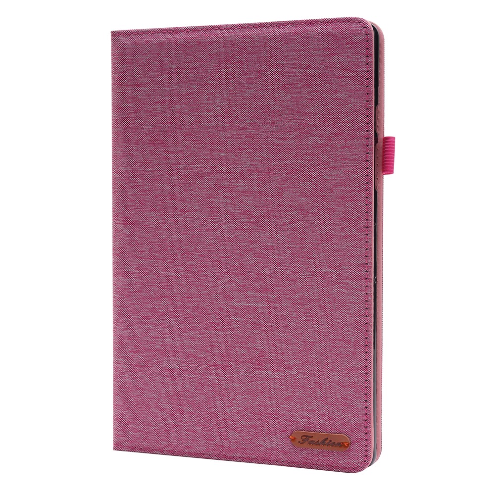 Cloth Texture PU Leather Stand Folding Folio Protective Cover with Card Slots for Samsung Galaxy Tab A8 10.5 (2021) - Pink-2