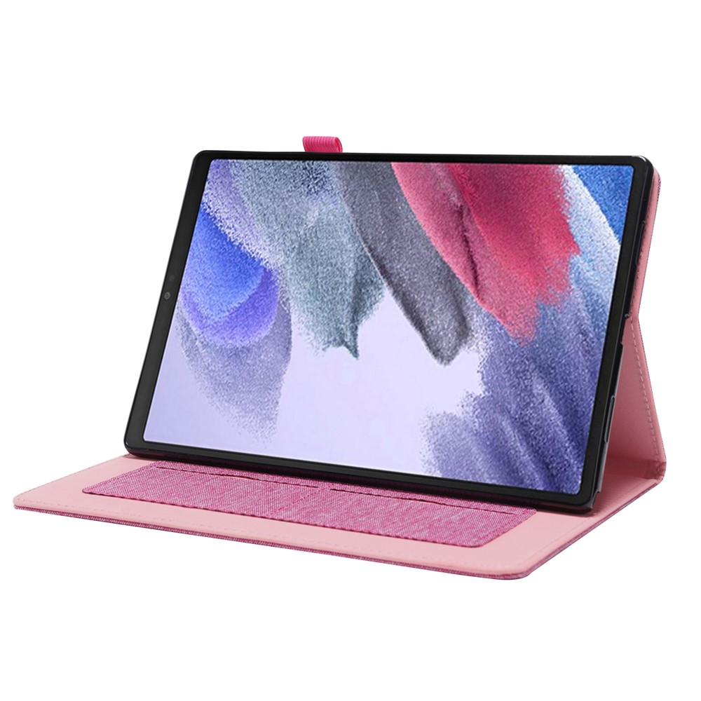 Cloth Texture PU Leather Stand Folding Folio Protective Cover with Card Slots for Samsung Galaxy Tab A8 10.5 (2021) - Pink-4