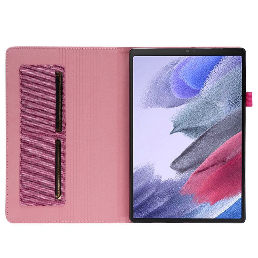 Cloth Texture PU Leather Stand Folding Folio Protective Cover with Card Slots for Samsung Galaxy Tab A8 10.5 (2021) - Pink-5