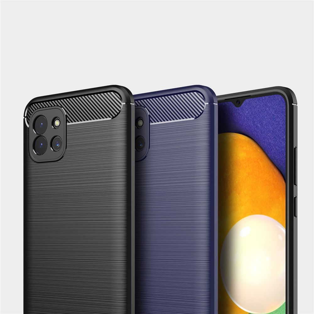 Carbon Fiber Brushed Style Soft TPU Slim Fashion Anti-Slip Shockproof Back Cover Case for Samsung Galaxy A03 (Global Version) - Black-10