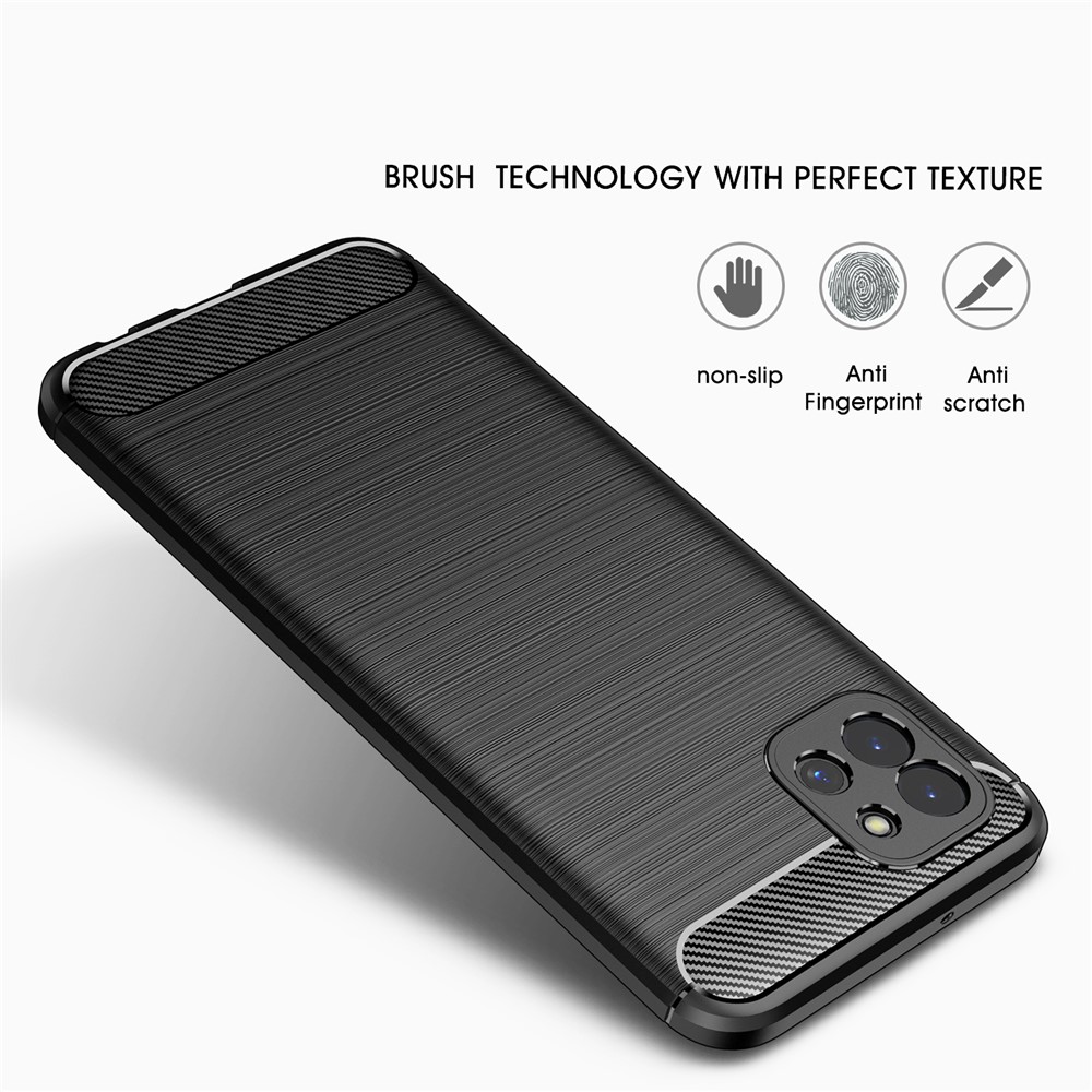 Carbon Fiber Brushed Style Soft TPU Slim Fashion Anti-Slip Shockproof Back Cover Case for Samsung Galaxy A03 (Global Version) - Black-3