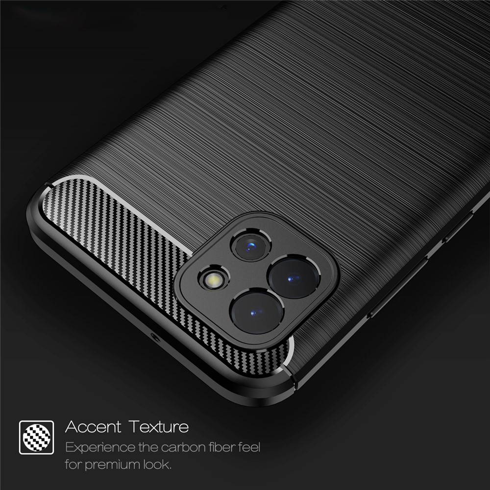 Carbon Fiber Brushed Style Soft TPU Slim Fashion Anti-Slip Shockproof Back Cover Case for Samsung Galaxy A03 (Global Version) - Black-4