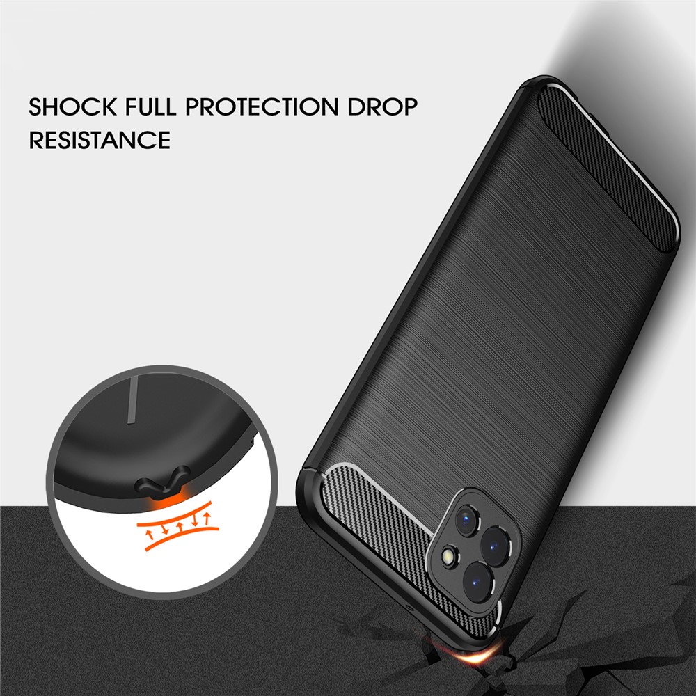 Carbon Fiber Brushed Style Soft TPU Slim Fashion Anti-Slip Shockproof Back Cover Case for Samsung Galaxy A03 (Global Version) - Black-6