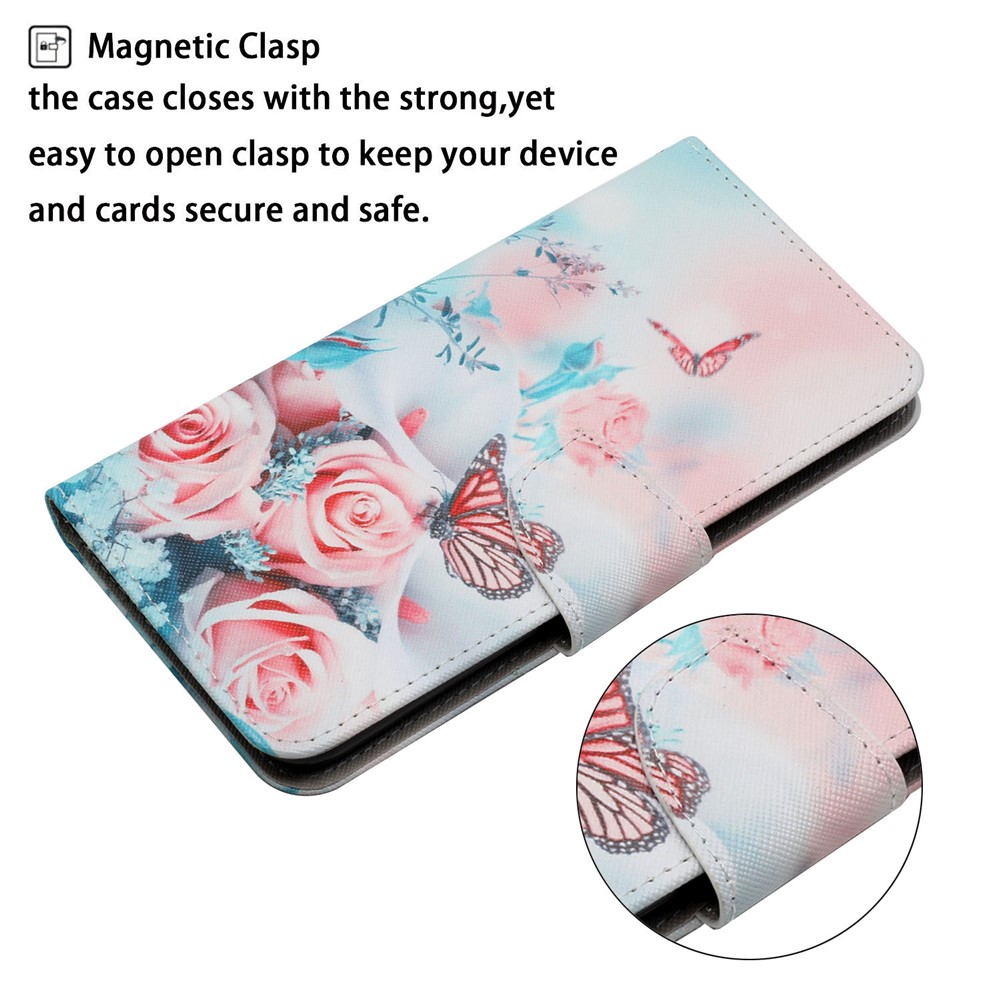 Pattern Printing Cross Texture Leather Case Stand Wallet Drop-resistant Phone Cover Shell for Samsung Galaxy S22 Ultra - Peony and Butterfly-6