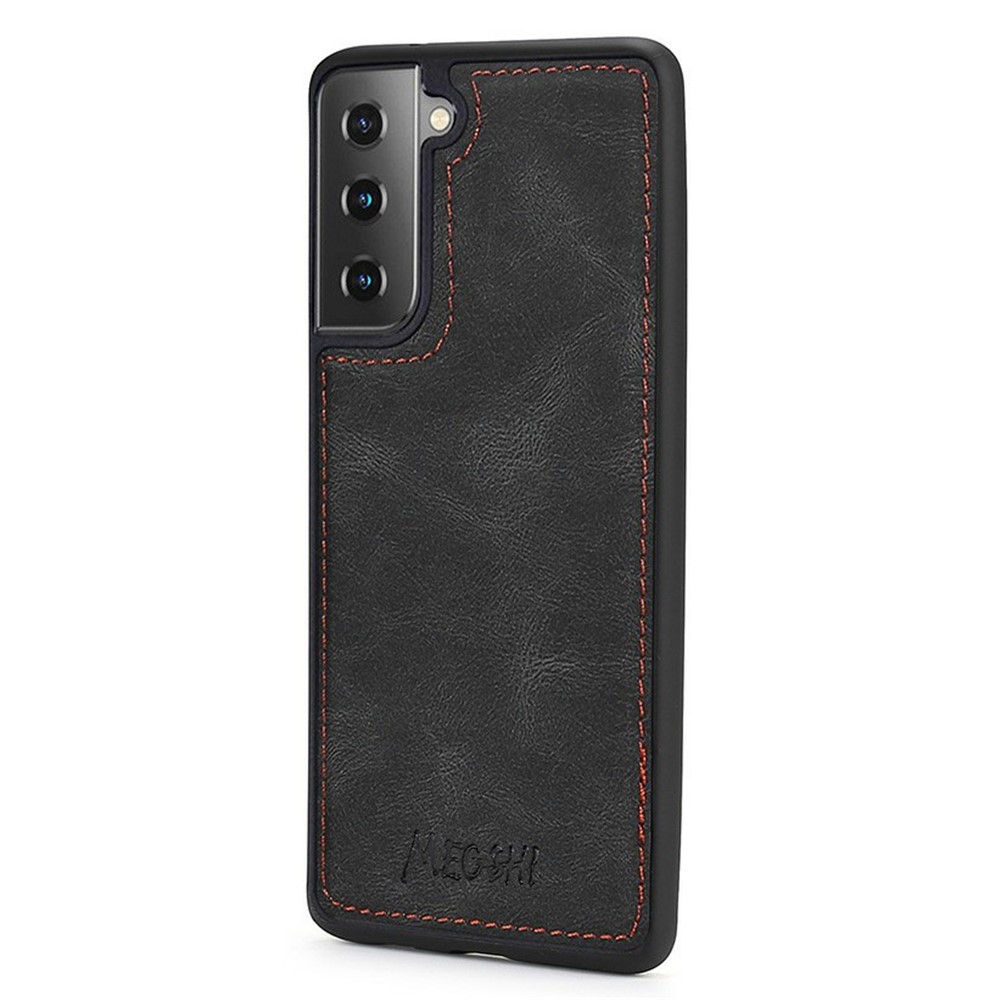 MEGSHI 017 Series Handy Strap Drop-proof Magnetic Absorption Multi-function Zippered Wallet Detachable Leather Cover for Samsung Galaxy S21 FE 5G/S21 Fan Edition - Black-10