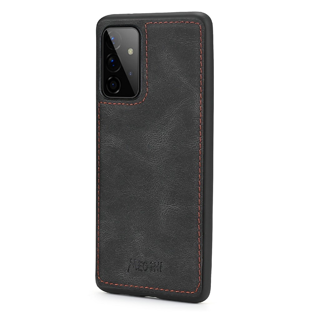 MEGSHI 017 Series Wrist Strap Drop-proof Anti-scratch Magnetic Absorption Zipper Pocket Detachable Leather Case for Samsung Galaxy A72 4G/5G - Black-10