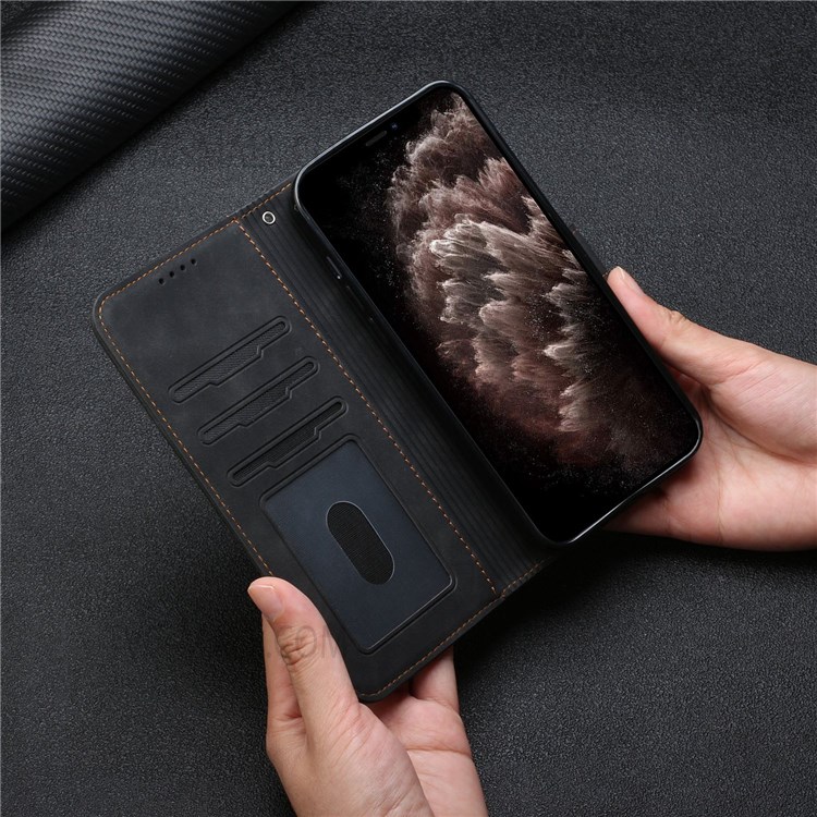 003 Series Heart Shape Imprinted Skin-touch PU Leather Wallet Stand Shockproof Case with Strap for Samsung Galaxy A03s (164.2 x 75.9 x 9.1mm) - Black-10