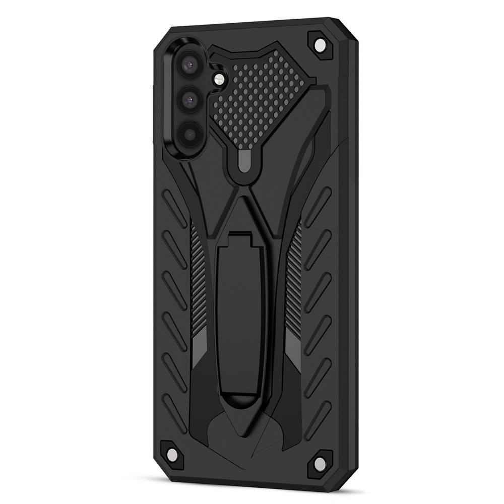 Phantom Knight Series Hard PC + Soft TPU Bumper Kickstand Design Well-Protected Phone Cover for Samsung Galaxy A13 5G - Black-2