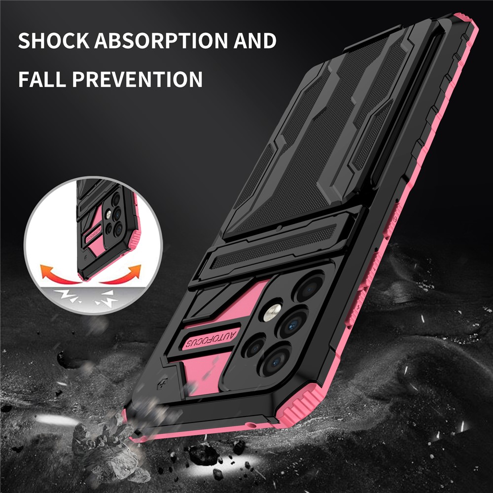 Kickstand Detachable Card Slot Holder Design Anti-scratch Non-slip Hard PC + Soft TPU Phone Case for Samsung Galaxy A52 4G/5G/A52s 5G - Pink-5