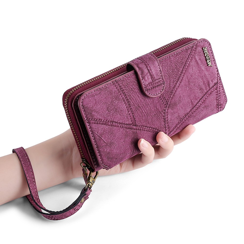MEGSHI 004 Series Scratch Resistant Magnetic Detachable Stand Design Zipper Pocket Shockproof PU Leather TPU Wallet Cover for Samsung Galaxy Note20 Ultra 5G/4G - Wine Red-5