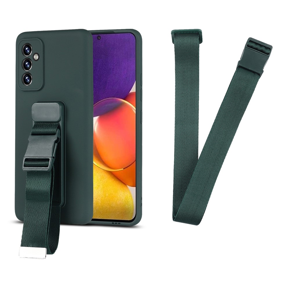 Adjustable Wristband Kickstand Design Shockproof Anti-fall Soft TPU Cover with Long Strap for Samsung Galaxy A52 4G/5G/A52s 5G - Green-2