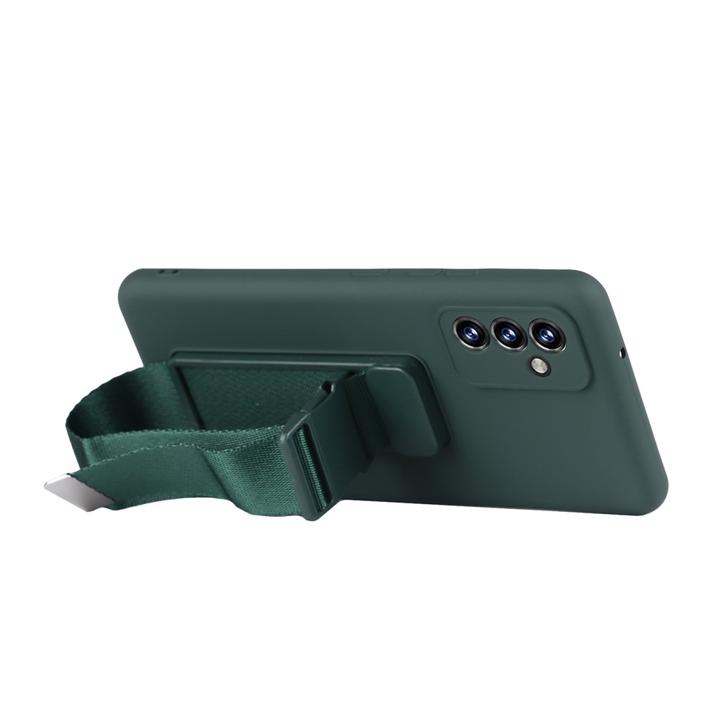Adjustable Wristband Kickstand Design Shockproof Anti-fall Soft TPU Cover with Long Strap for Samsung Galaxy A52 4G/5G/A52s 5G - Green-3