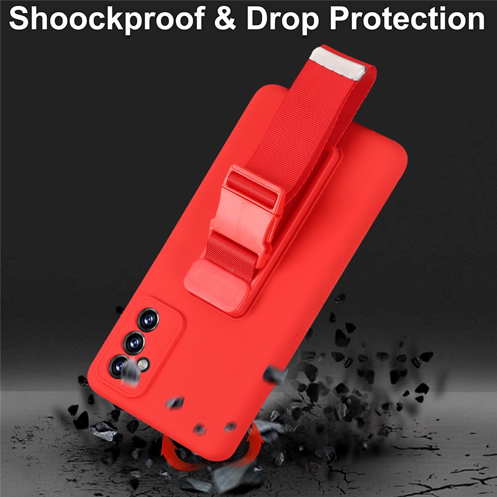 Adjustable Wristband Kickstand Design Shockproof Anti-fall Soft TPU Cover with Long Strap for Samsung Galaxy A52 4G/5G/A52s 5G - Green-6