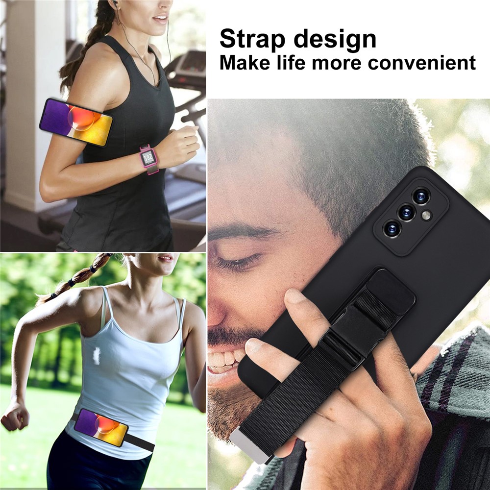 Adjustable Wristband Kickstand Design Shockproof Anti-fall Soft TPU Cover with Long Strap for Samsung Galaxy A52 4G/5G/A52s 5G - Green-8