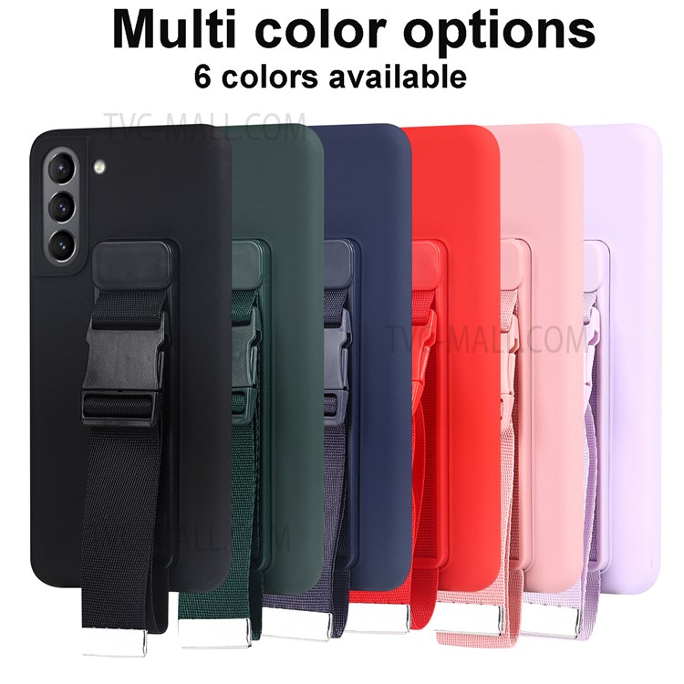 Precise Cutout Anti-scratch Wrist Strap Kickstand Design Soft TPU Case Shell for Samsung Galaxy S21 5G - Green-8