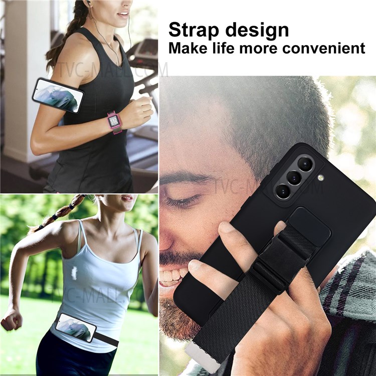 Precise Cutout Anti-scratch Wrist Strap Kickstand Design Soft TPU Case Shell for Samsung Galaxy S21 5G - Green-5
