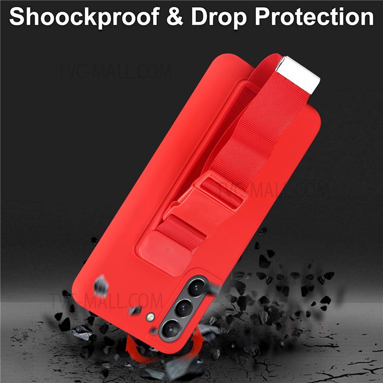 Precise Cutout Anti-scratch Wrist Strap Kickstand Design Soft TPU Case Shell for Samsung Galaxy S21 5G - Green-6