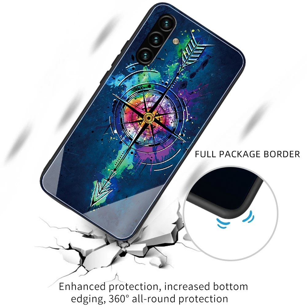 Stylish Pattern Printing Tempered Glass + TPU Shockproof Well-Protected Phone Case for Samsung Galaxy A13 5G - Star-2