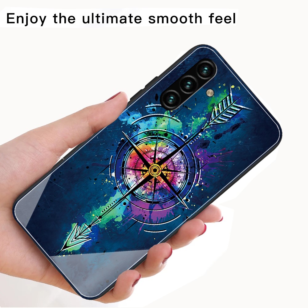 Stylish Pattern Printing Tempered Glass + TPU Shockproof Well-Protected Phone Case for Samsung Galaxy A13 5G - Star-3