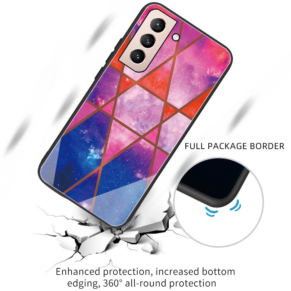 Marble Pattern Anti-drop Anti-scratch Tempered Glass + TPU Phone Back Cover Case for Samsung Galaxy S22 - Style A-2