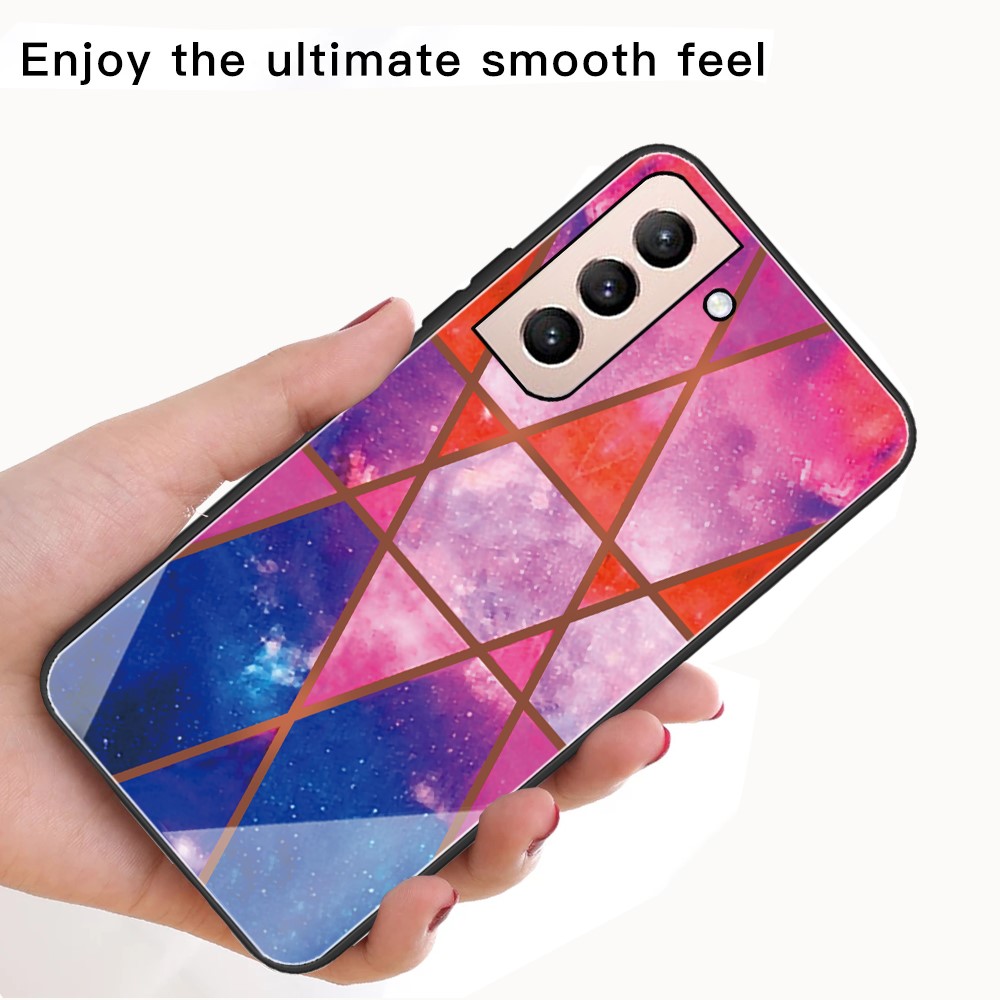 Marble Pattern Anti-drop Anti-scratch Tempered Glass + TPU Phone Back Cover Case for Samsung Galaxy S22 - Style A-3