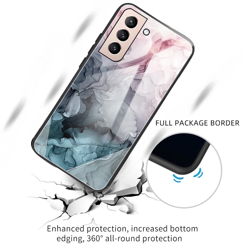Marble Pattern Tempered Glass + TPU All-round Protection Anti-shock Phone Case Shell for Samsung Galaxy S22 Plus - Style A-2