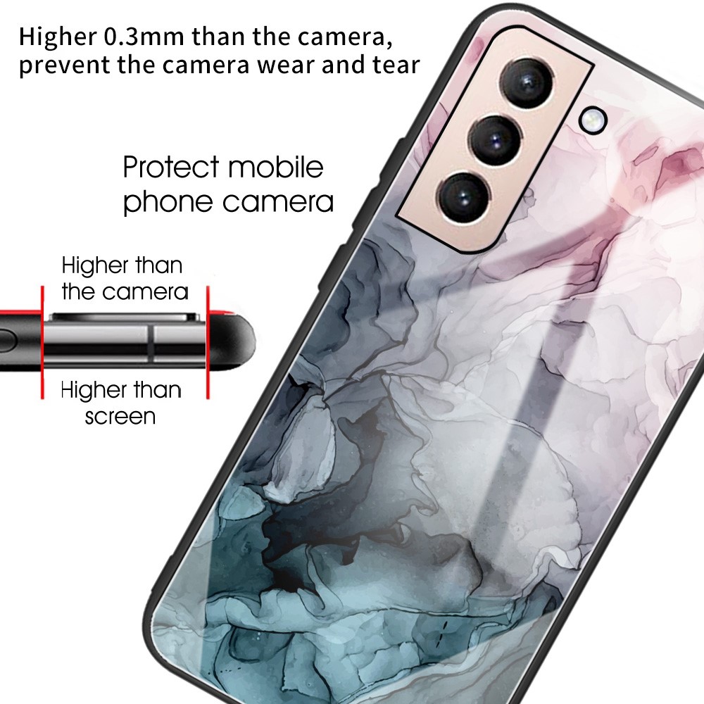 Marble Pattern Tempered Glass + TPU All-round Protection Anti-shock Phone Case Shell for Samsung Galaxy S22 Plus - Style A-3
