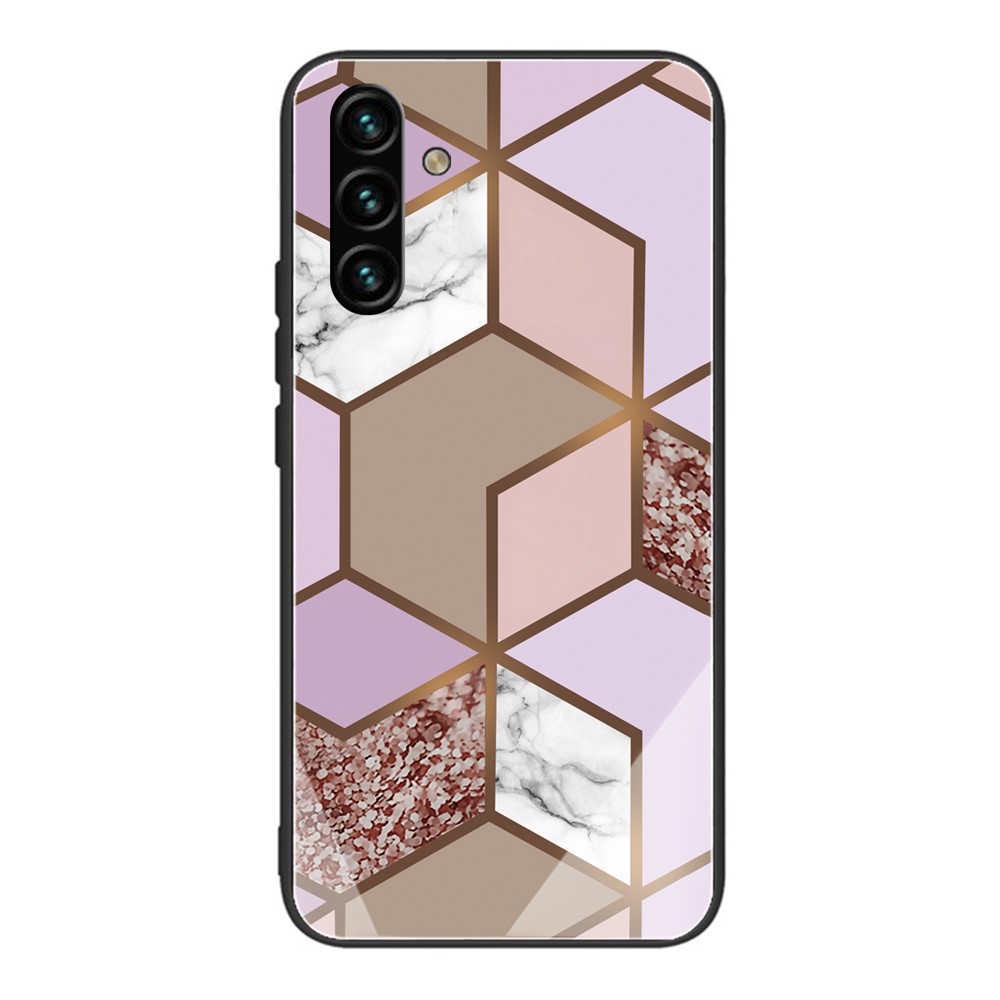 Marble Pattern Tempered Glass Back + Soft TPU Scratch-Proof Protective Case for Samsung Galaxy A13 5G - Style H-1