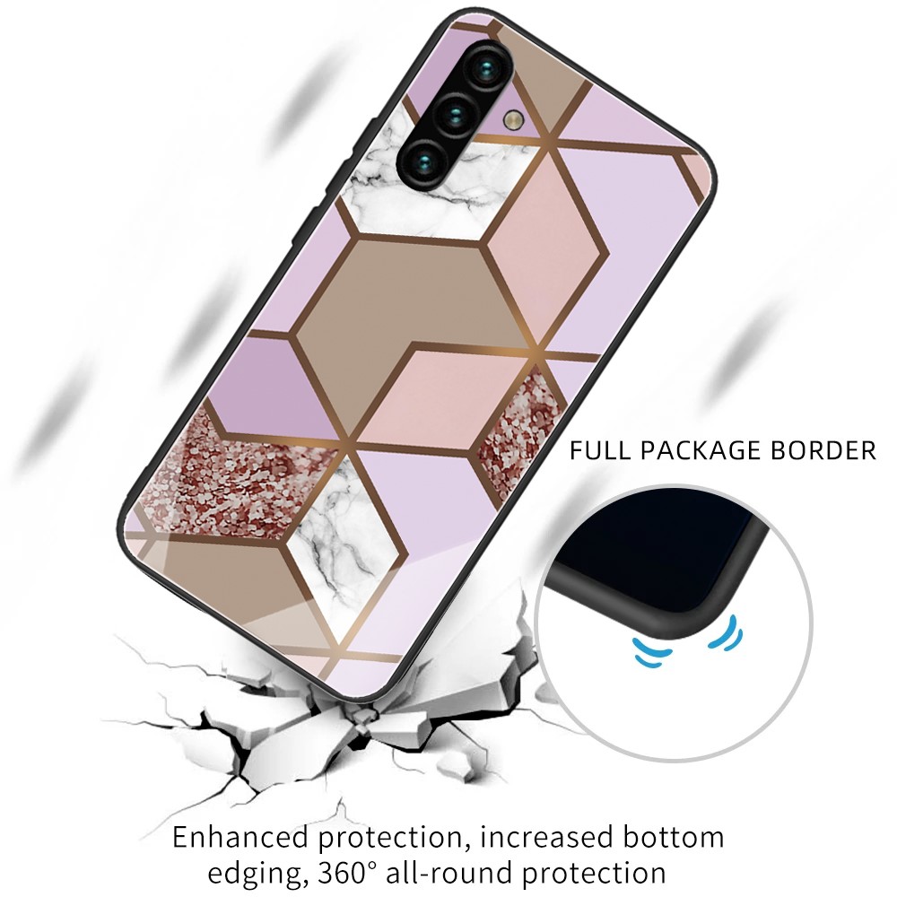 Marble Pattern Tempered Glass Back + Soft TPU Scratch-Proof Protective Case for Samsung Galaxy A13 5G - Style H-2