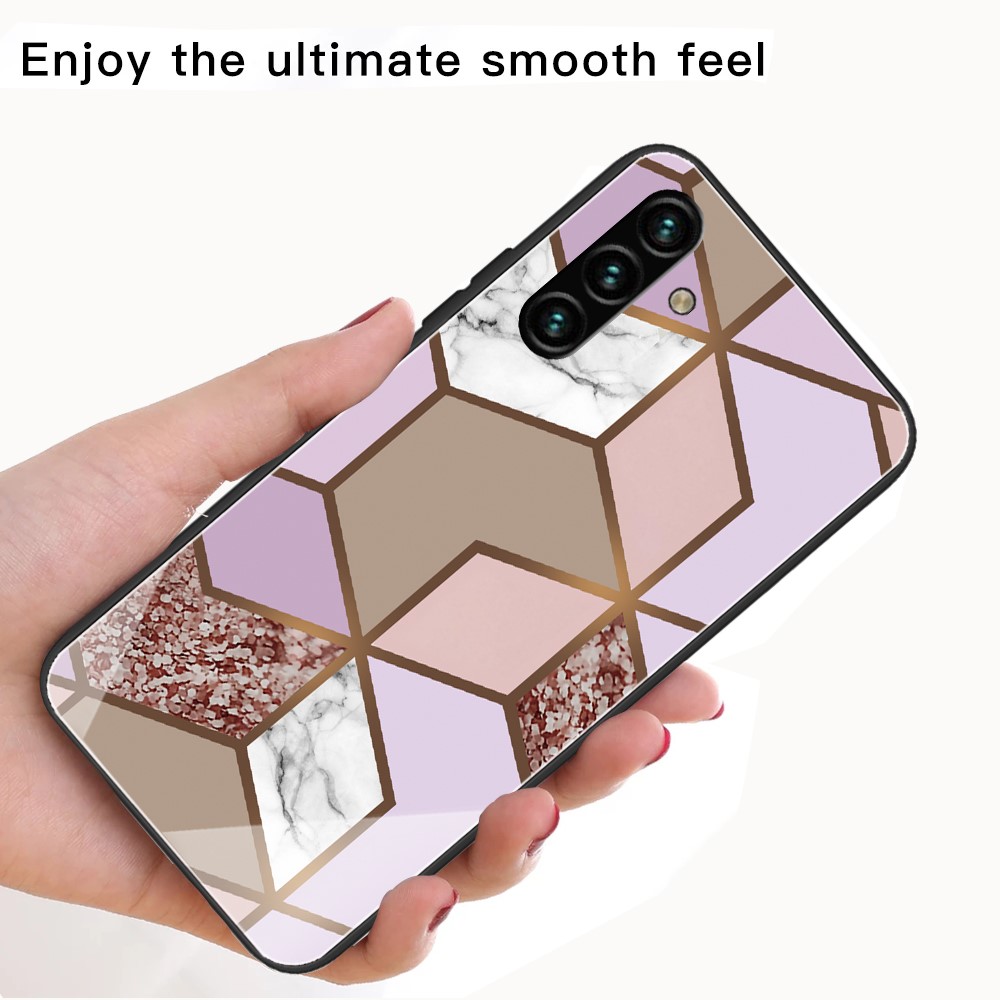 Marble Pattern Tempered Glass Back + Soft TPU Scratch-Proof Protective Case for Samsung Galaxy A13 5G - Style H-3