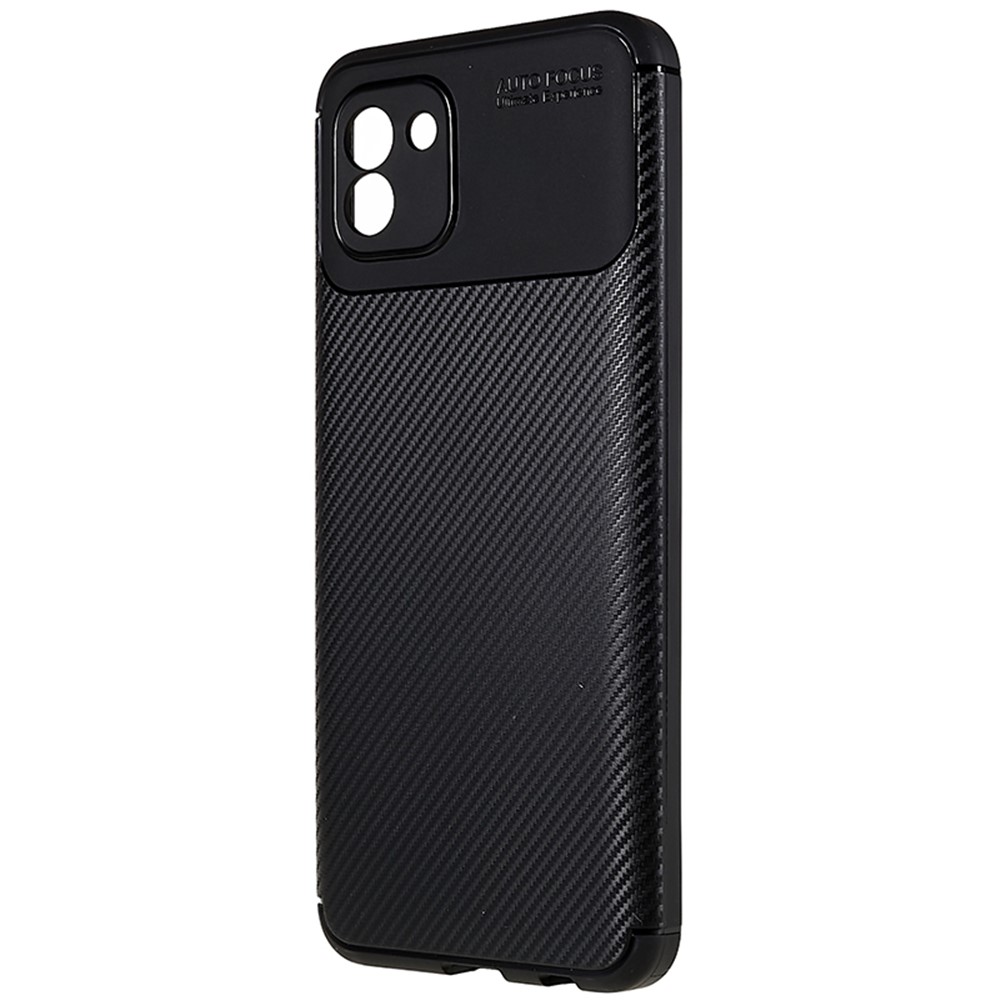 Carbon Fiber Texture Light Thin Anti-fall Soft TPU Cell Phone Cover Shell Protective Case for Samsung Galaxy A03 (Global) - Black-3